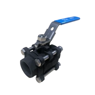 Carbon Steel 3 Piece Full Bore Ball Valve Lever Operated Screwed BSP ETG-M-3-C
