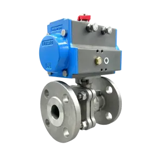 NTC-KV-L61PNU 2-Pce Direct Mount Flanged ANSI 150 Fire Safe Full Bore Ball Valve Double Acting Pneumatic Actuated (Air/Air) Single Acting Pneumatic Actuated (Air/Spring)